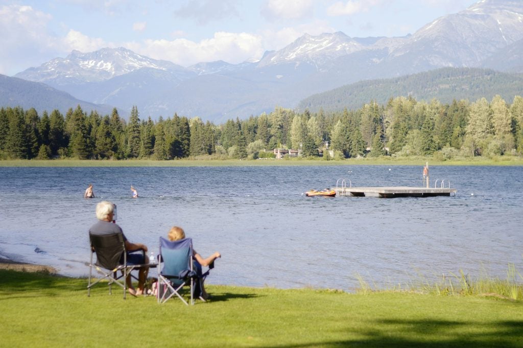 Retiree's enjoying a mountain lake resort area
